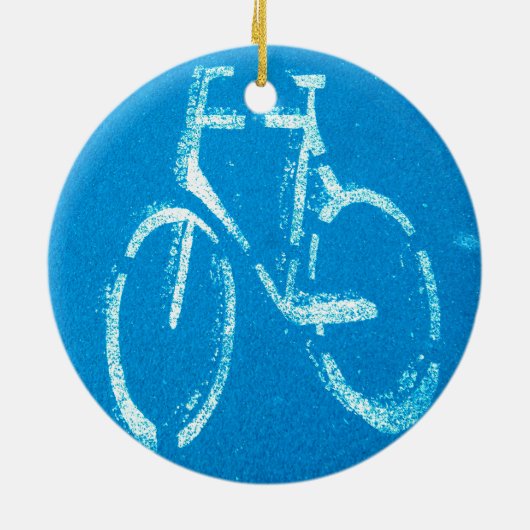 Blauwe witte fiets keramisch ornament (Achterkant)