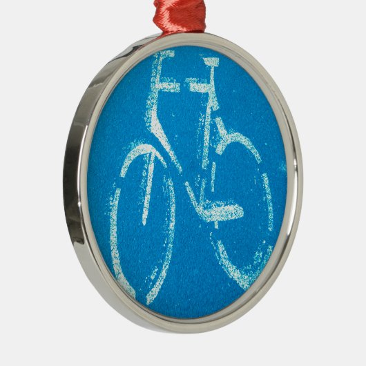 Blauwe witte fiets metalen ornament (Rechts)