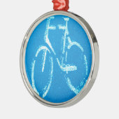 Blauwe witte fiets metalen ornament (Links)
