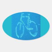 Blauwe witte fiets ovale sticker (Voorkant)