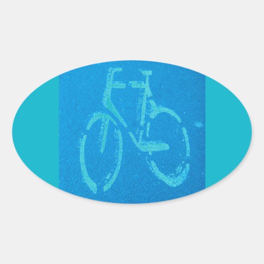 Blauwe witte fiets ovale sticker (Voorkant)
