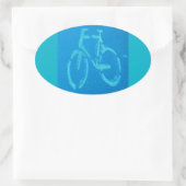 Blauwe witte fiets ovale sticker (Tas)