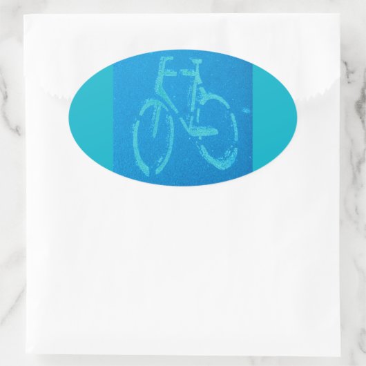 Blauwe witte fiets ovale sticker (Tas)