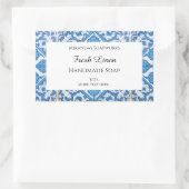 Blauwe witte fijne kornbloem bewerkbare zeepsticke rechthoekige sticker (Tas)