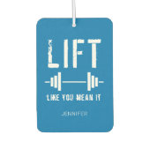 Blauwe witte fitness Quote lift alsof je het bedoe Luchtverfrisser (Voorkant)