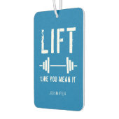 Blauwe witte fitness Quote lift alsof je het bedoe Luchtverfrisser (Links)
