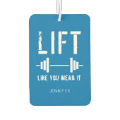Blauwe witte fitness Quote lift alsof je het bedoe Luchtverfrisser (Achterkant)