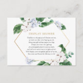 Blauwe witte florale groenergulden gouden douche informatiekaartje (Voorkant)