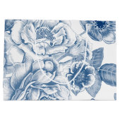 Blauwe witte  florale tas large cadeautasje (Achterkant)