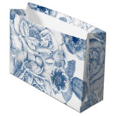 Blauwe witte  florale tas large cadeautasje (Voorkant Gekanteld)