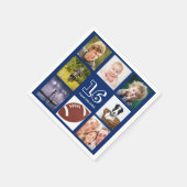 Blauwe witte foto van Birthday party collage Servet (Hoek)