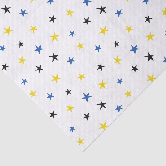 BLAUWE WITTE GEEL STARS TISSUEPAPIER (Detail)