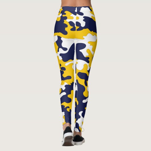 Blauwe, witte, gele Camo-Leggings Leggings (Achterkant)