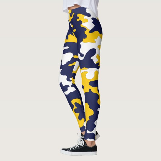 Blauwe, witte, gele Camo-Leggings Leggings (Links)