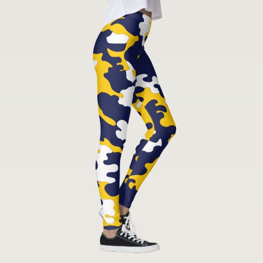 Blauwe, witte, gele Camo-Leggings Leggings (Rechts)