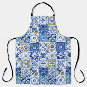 Blauwe, Witte & Gele Waterverf Middellandse Zee Schort (Voorkant)