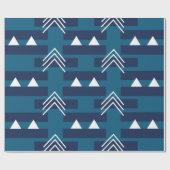 Blauwe witte geometrische vormen cadeaupapier (Vlak)