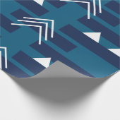 Blauwe witte geometrische vormen cadeaupapier (Hoek)