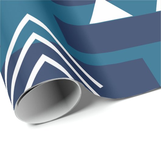 Blauwe witte geometrische vormen cadeaupapier (Rol Hoek)