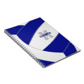 blauwe witte gepersonaliseerde meisjes volleybal notitieboek (Rechterzijde)