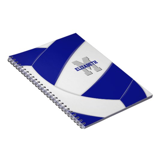 blauwe witte gepersonaliseerde meisjes volleybal notitieboek (Rechterzijde)