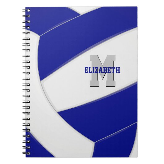 blauwe witte gepersonaliseerde meisjes volleybal notitieboek (Voorkant)