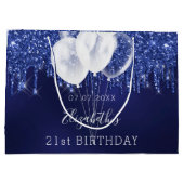 Blauwe witte glitter van de Birthday druppelt ball Groot Cadeauzakje (Achterkant)
