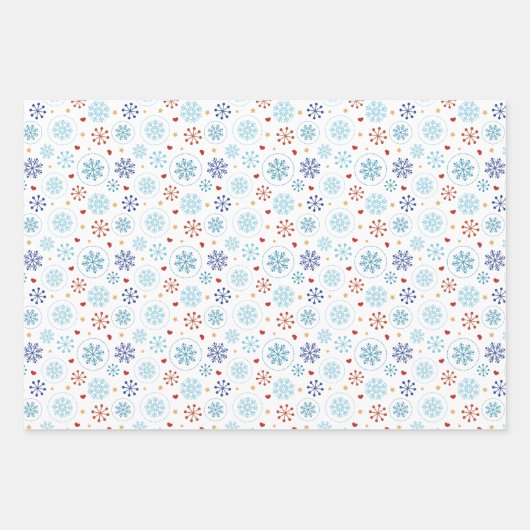 Blauwe witte gnomen Harten Snowflakes kerst Inpakpapier Vel (Voorkant 3)