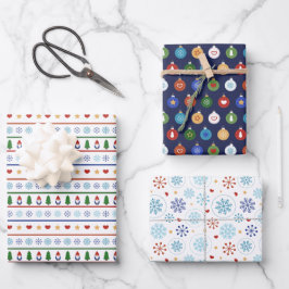 Blauwe witte gnomen Harten Snowflakes kerst Inpakpapier Vel