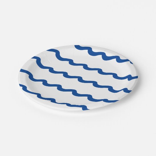 Blauwe witte golven nautische partij document bord (Gekanteld)