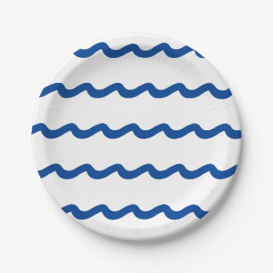 Blauwe witte golven nautische partijpapier borden papieren bordje