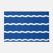 Blauwe witte golven strepen nautisch patroon deurmat (Voorkant)