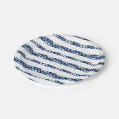 Blauwe witte golven zeekabelpartij papieren bordje (Gekanteld)