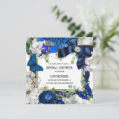 Blauwe witte goudbuik kaart (Staand voorkant)