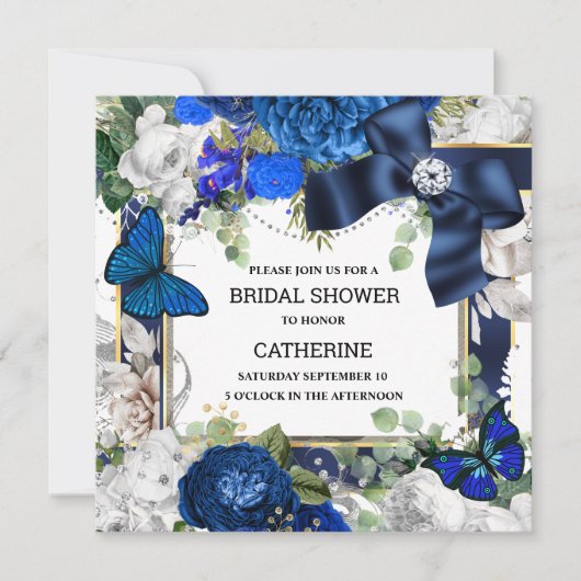 Blauwe witte goudbuik kaart (Voorkant)