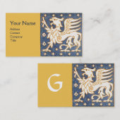 BLAUWE WITTE GOUDE FANTASY GRIFFIN MONOGRAM VISITEKAARTJE (Voorkant / Achterkant)