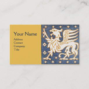 BLAUWE WITTE GOUDE FANTASY GRIFFIN MONOGRAM VISITEKAARTJE