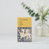 BLAUWE WITTE GOUDE FANTASY GRIFFIN MONOGRAM VISITEKAARTJE (Staand voorkant)