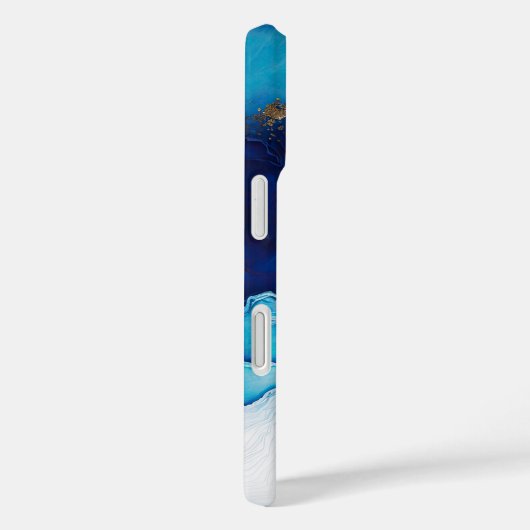 Blauwe witte goudmarmer Case-Mate iPhone case (Achterkant / Rechts)