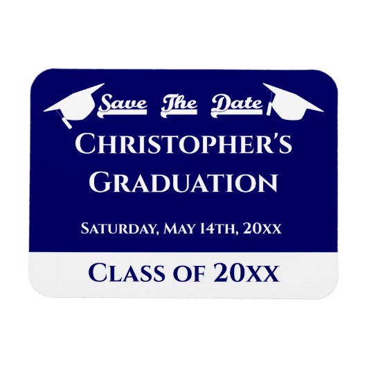 Blauwe witte gradup slaat de datum op magneet (Horizontaal)