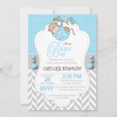 Blauwe, witte, grijze aap Babyschoenen Kaart (Voorkant)