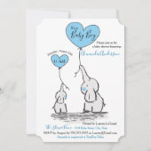 Blauwe, witte grijze olifant Baby shower Kaart (Voorkant)