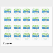 Blauwe, witte, groene Damask Bat Mitzvah Sticker (Vel)