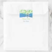 Blauwe, witte, groene Damask Bat Mitzvah Sticker (Tas)