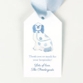 Blauwe & Witte Haard Spaniel Aardewerk Hond Gastvr Cadeaulabel