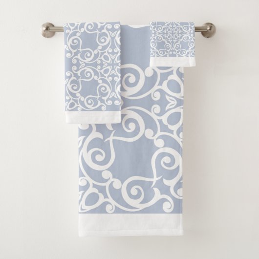 BLAUWE WITTE HAMPTONS AANGEPASTE BATHROOM TOWEL SE BAD HANDDOEK (Insitu)