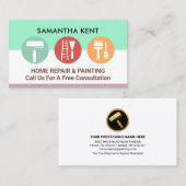 Blauwe, witte handmatige tekengereedschappen visitekaartje (Voorkant / Achterkant)