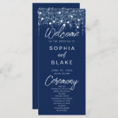 Blauwe & Witte Hangende Lichten Huwelijksprogramma (Voorkant / Achterkant)