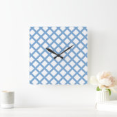 Blauwe Witte Harlekijn Diamant Streep Wandklok (Huis)