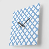 Blauwe Witte Harlekijn Diamant Streep Wandklok (Hoek)